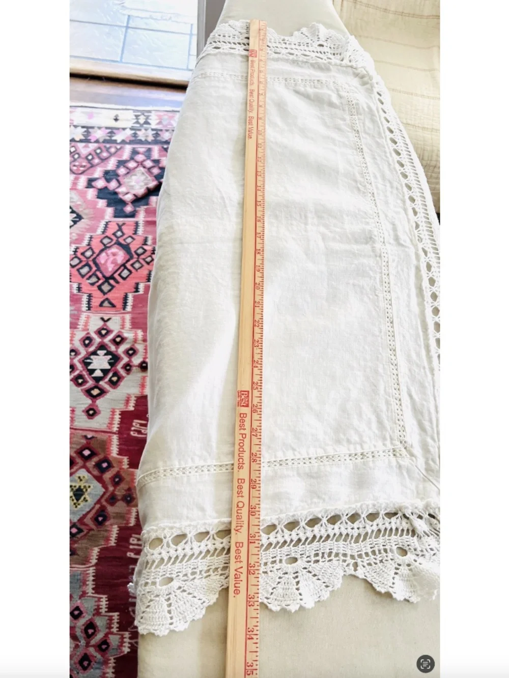 Pair of BELLA NOTTE 100% Linen Crochet Lace Euro Shams in White